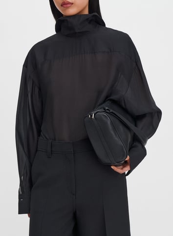 Blouse with collar detail solid FILIPPA K Black